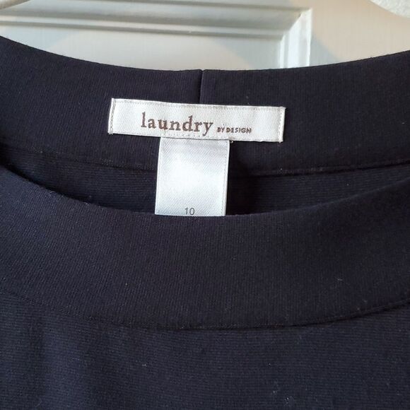 LAUNDRY BY DESIGN BLACK KNIT SHIFT DRESS SHORT SLEEVE SIZE 10 - Picture 2 of 7